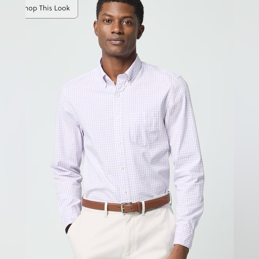 J. Crew Factory Men's Classic-fit flex casual shirt Iced Lilac Sz L NWT